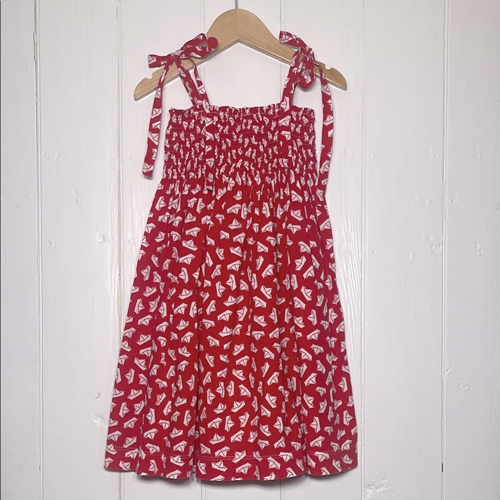 AMA ALMEIDA EUC Smocked Paper Sailboat Tie Strap Dress